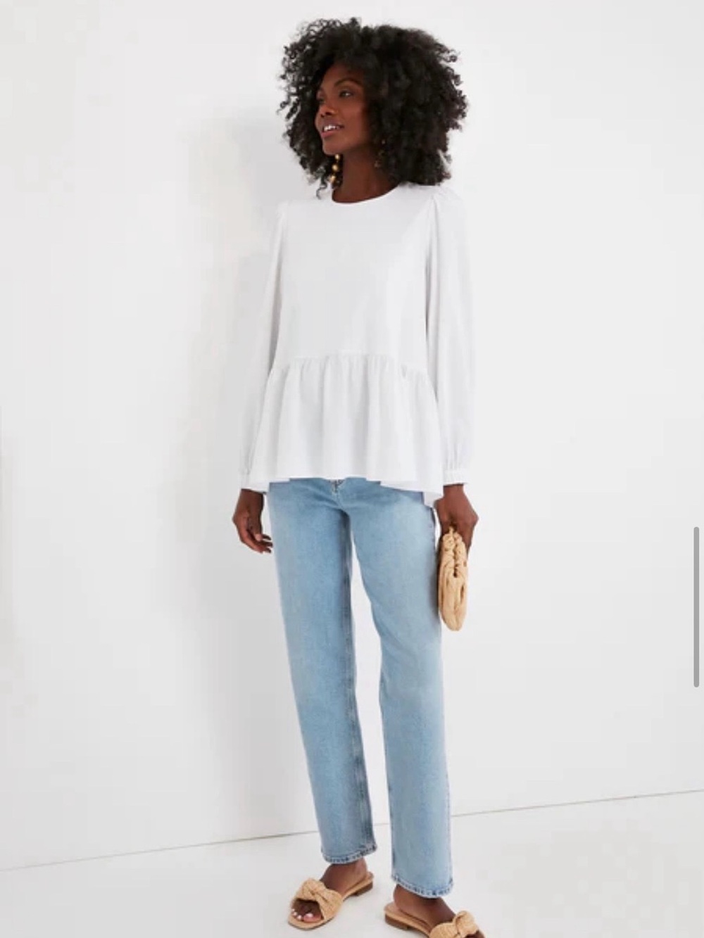 Tuckernuck Pommander Place White Carlota Peplum Blouse, XS